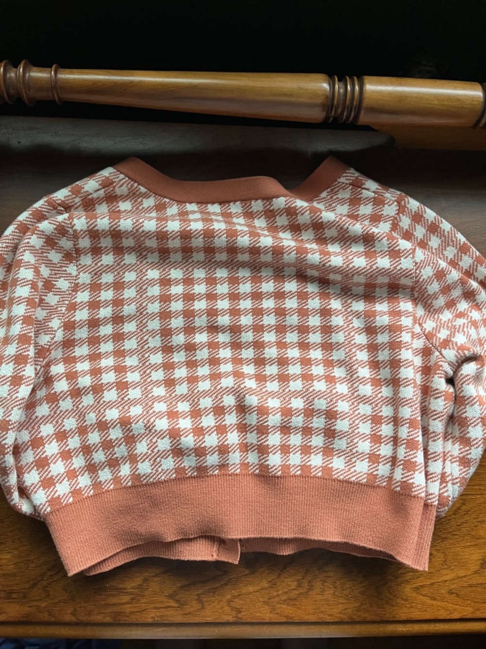 Urban Outfitters crop cardigan rust/white plaid Size M - Picture 3 of 3